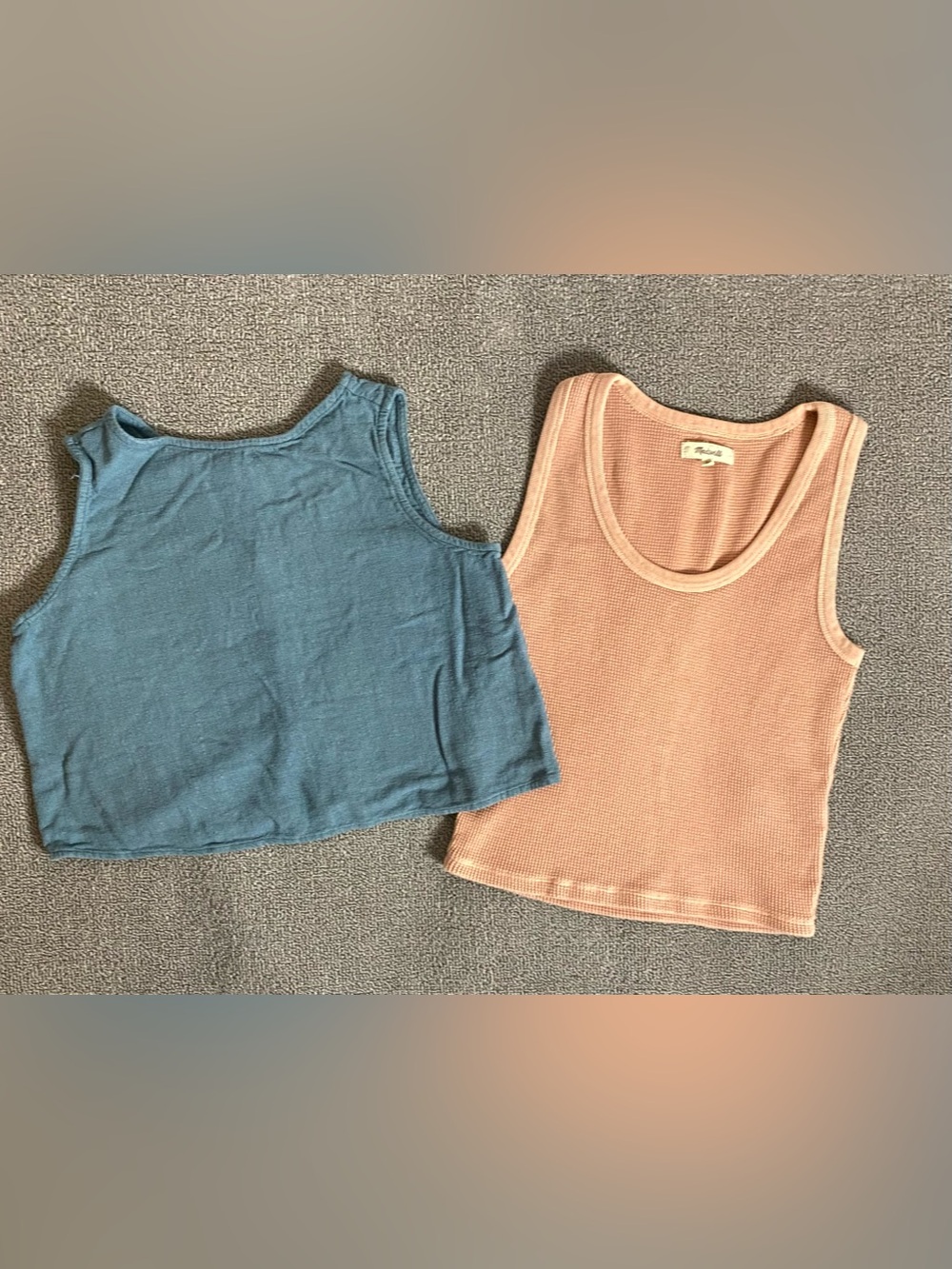 Madewell & Caracilia Summer Cropped Tank Bundle- Button Back Linen Cotton Ribbed